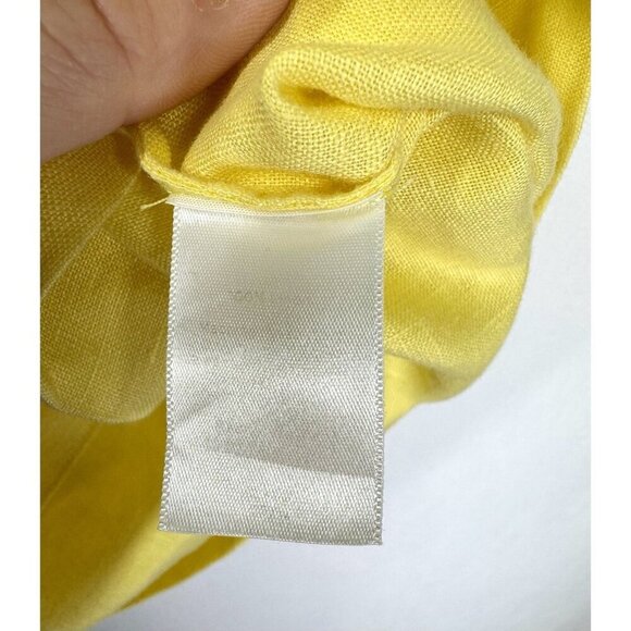 Talbots Sleeveless 100% Linen Top Size 4 Dandelion Yellow Bow Accent Split Neck - Picture 6 of 9